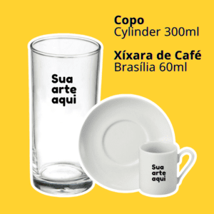 Xícara de Café Brasília 60ml + Copo Cylinder 300ml