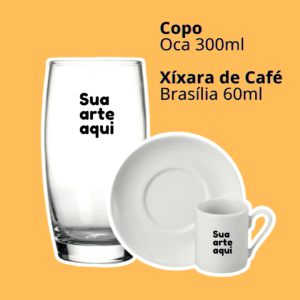 Xícara de Café Brasília 60ml + Copo Oca 300ml